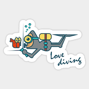 Love diving Sticker